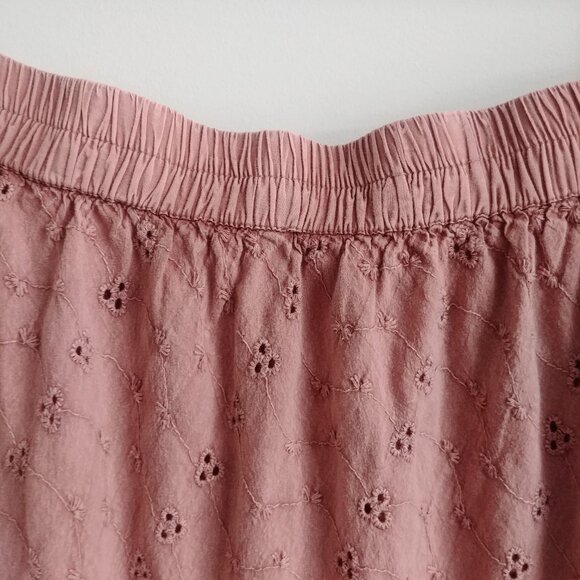 Solitaire dusty rose pink tiered eyelet cotton midi skirt approx Small - Picture 2 of 11